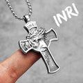 INRI Jesus Cross Religon Amulet Stainless Steel Men Women Necklaces Pendants Chain Punk Trendy Jewelry Creativity Gift Wholesale