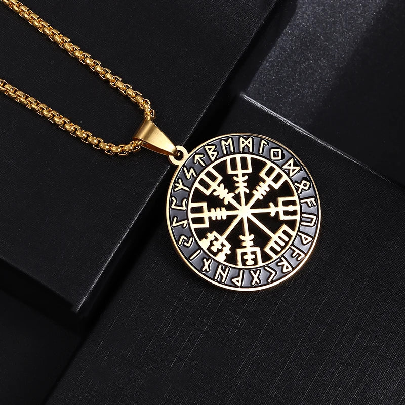 Vintage Nordic Celtic Knot Pattern Cross Necklace Pendant for Men Stainless Steel Chain Jewelry Amulet Necklace Wholesale