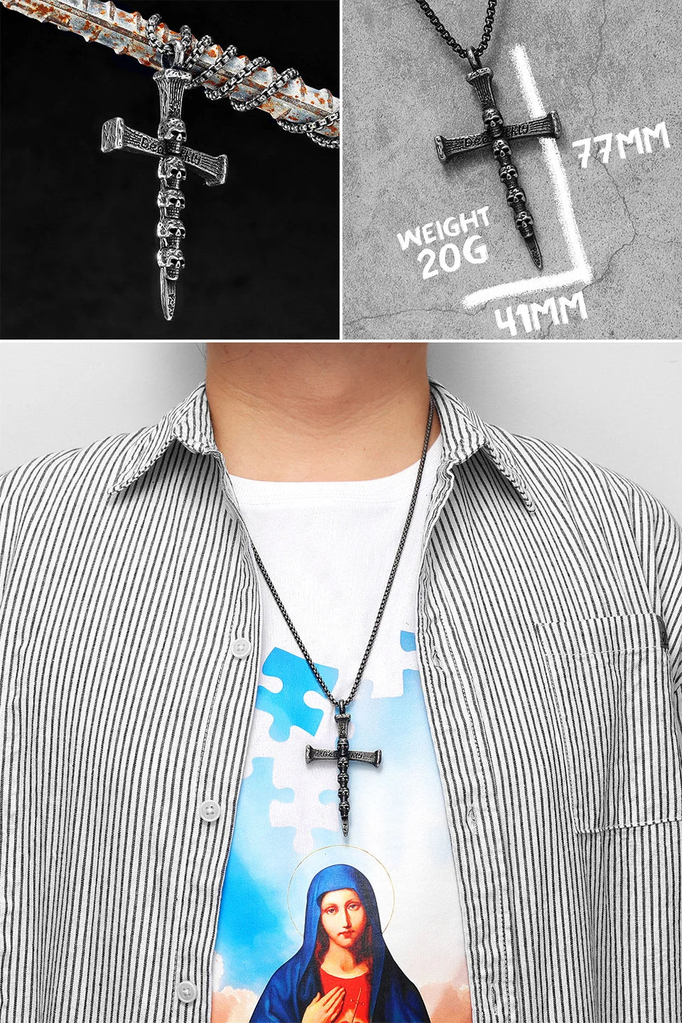 Jesus Skull Cross Series Stainless Steel Men Women Necklaces Pendants Chain Amulet Punk Trendy Jewelry Creativity Gift Wholesale