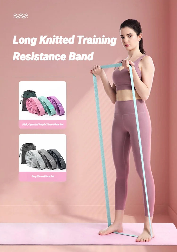 Long Resistance Loop Band Set Unisex Fitness Yoga Elastic Bands Hip Circle Thigh Squat Workout Cloth Legs Butt Exercise