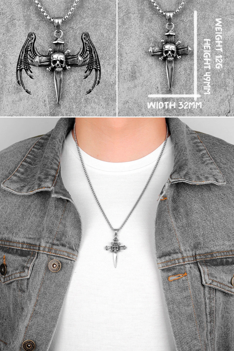 Jesus Skull Cross Series Stainless Steel Men Women Necklaces Pendants Chain Amulet Punk Trendy Jewelry Creativity Gift Wholesale