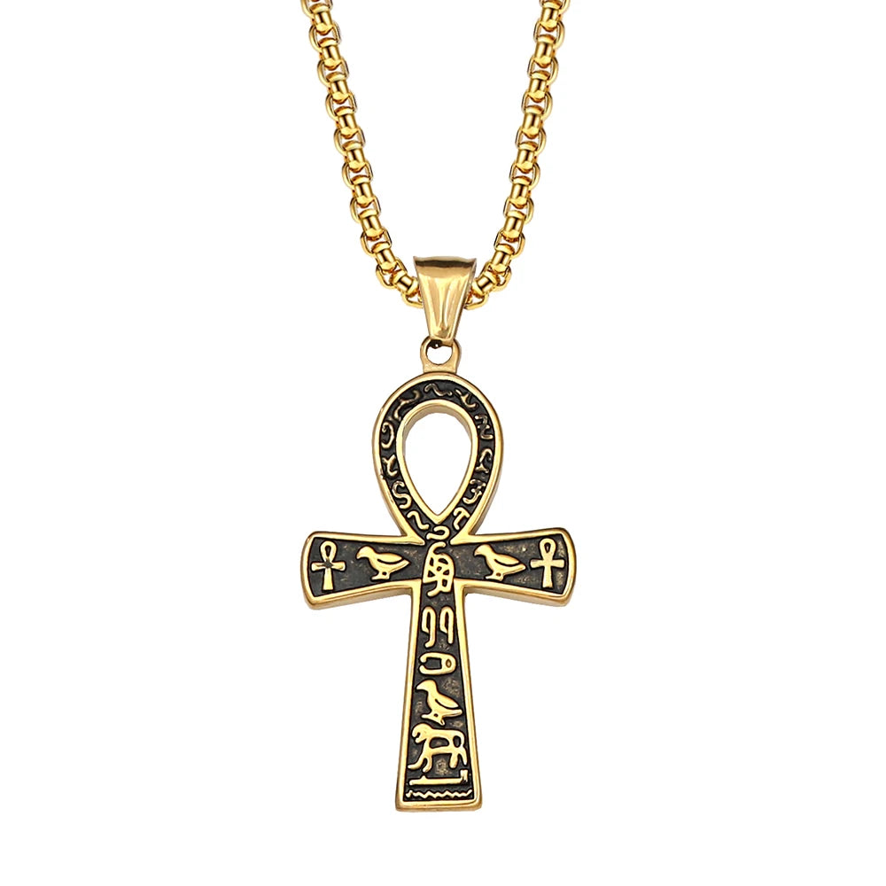Retro Nordic Viking Cross Neckalse Stainless Steel Punk Amulet Pendants For Men Women Unique Biker Jewelry Gift Dropshipping