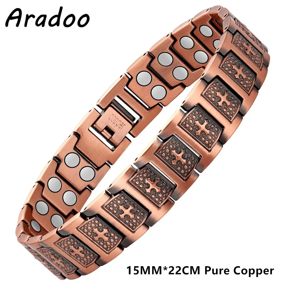 Copper Bracelet for Men 100% Pure Copper Magnetic Link Bracelets Jewelry Gift with Adjustable Sizing Tool