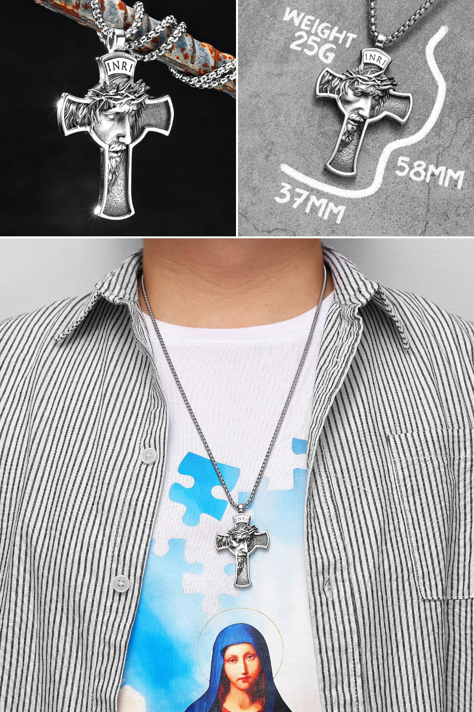 Jesus Skull Cross Series Stainless Steel Men Women Necklaces Pendants Chain Amulet Punk Trendy Jewelry Creativity Gift Wholesale